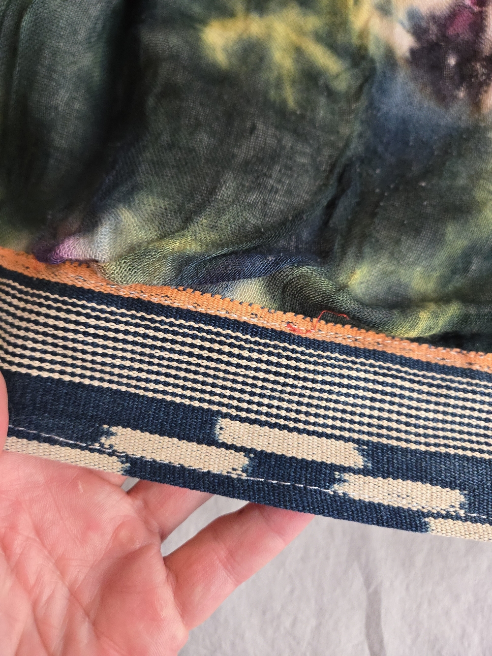 Open-Front Mudcloth Indigo Jacket in Navy & Cream Festival Bohemian HAL3 - Picture 3 of 11